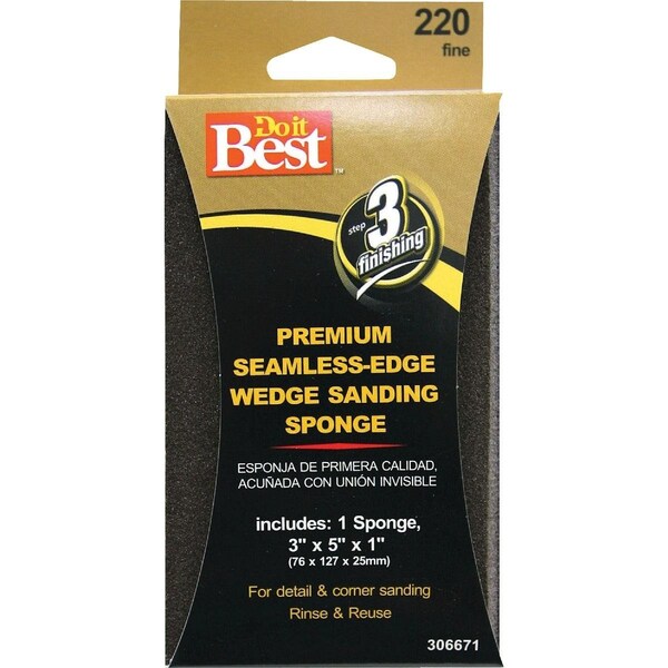 All-Source Premium Wedge 3 In. x 5 In. x 1 In. 220 Grit Fine Sanding Sponge 7346004 - main